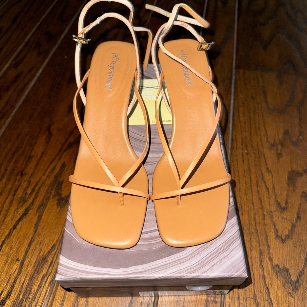 Jeffrey Campbell Leeda Ankle Strap Sandal Heels in Nude